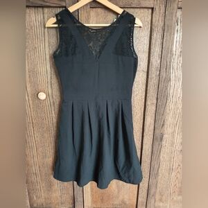 Black Lace Dress With Visible Zipper Back